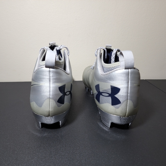 Under Armour Nitro Pro Mens Football Cleats Gray/Navy Blue 1287490-101 Size 10.5 - Picture 5 of 11